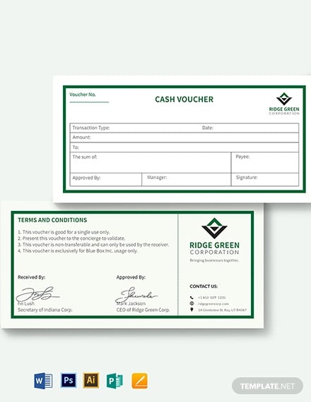 business cash voucher template