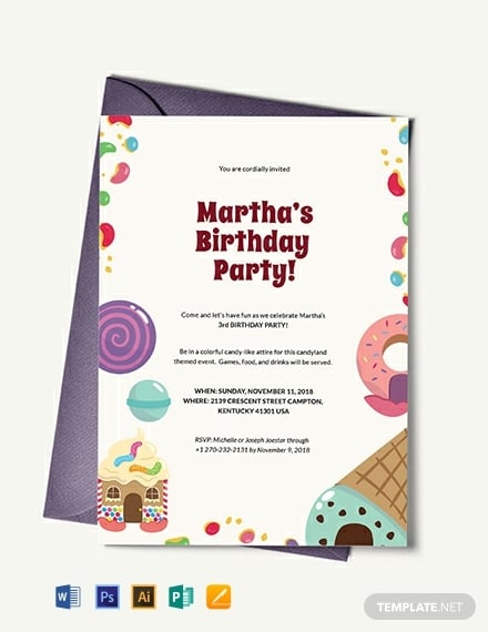 candyland birthday invitation template 440x570