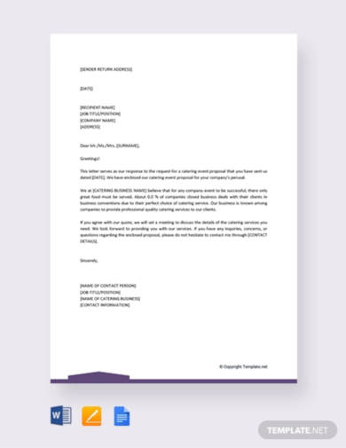 4+ Catering Proposal Letter Templates - Google Docs, Word, Pages