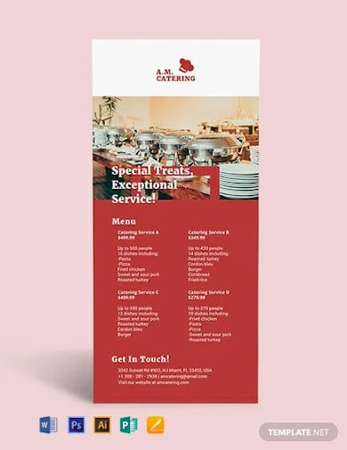 catering menu rack card template