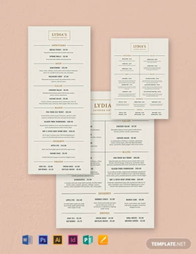 catering menu template