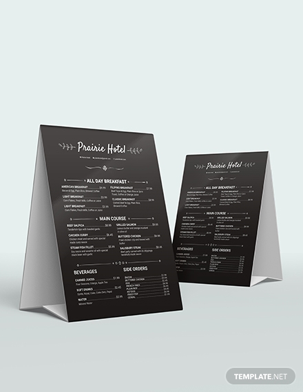 chalkboard hotel menu template