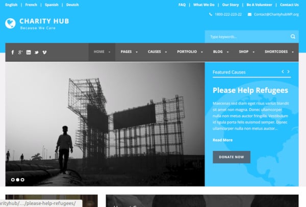 charity hub nonprofit fundraising wordpress