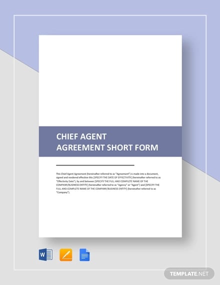 chief agent agreement short form template