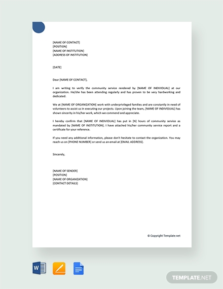 How to Make/Create a Community Service Letter Templates   Examples 2023