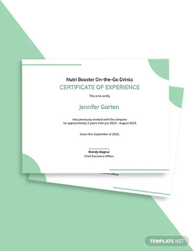 company experience certificate template