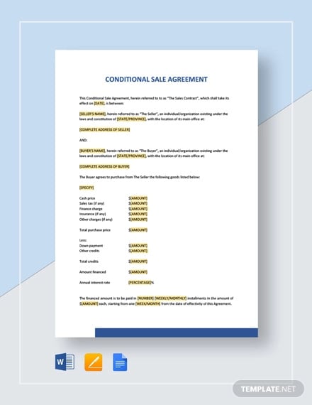 conditional sale agreement template