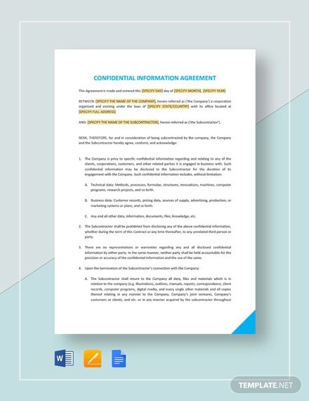 24+ Confidentiality Agreement Templates - DOC, PDF, Apple Pages, Google ...