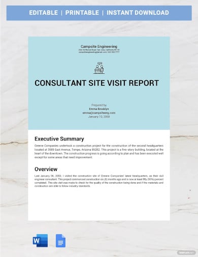 consultant site visit report template