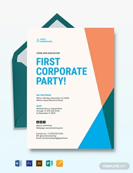 corporate party invitation template 440x570