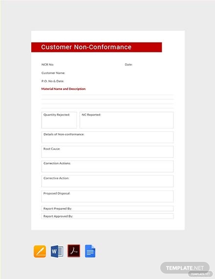 customer non conformance report template