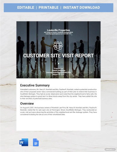 customer site visit report template