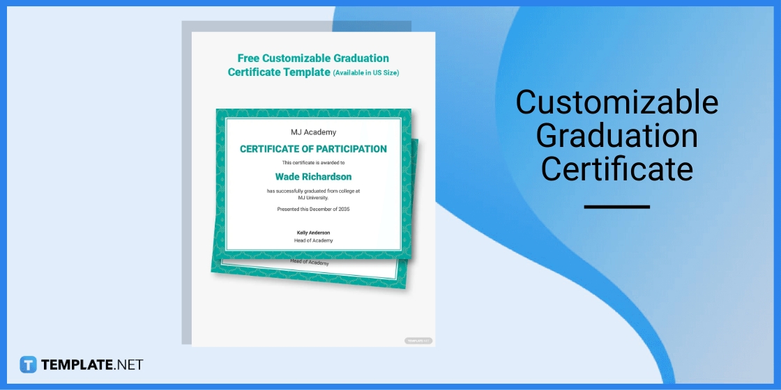 customizable graduation certificate template