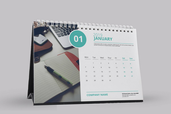 desk calendar template 2019