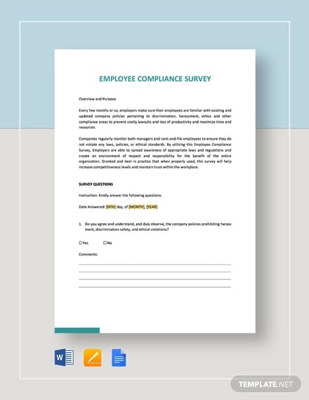 employee compliance survey template
