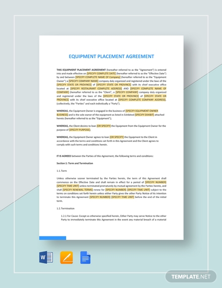 equipment placement agreement