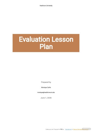 evaluation lesson plan template