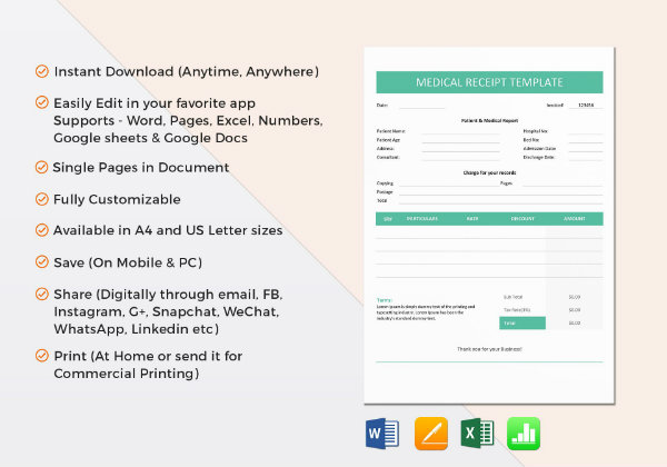 example of medical receipt template