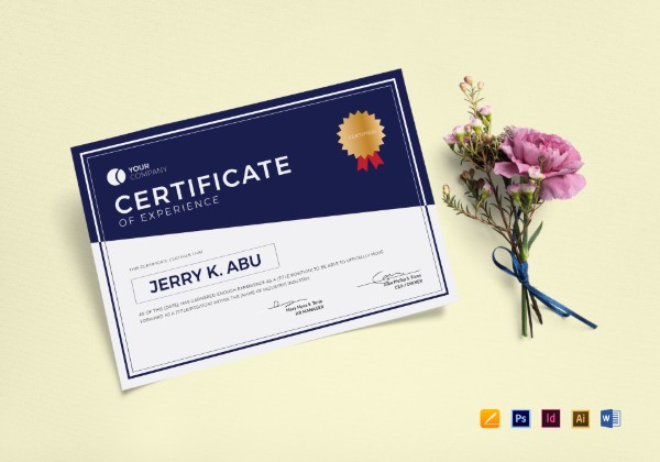 experience certificate format mockup