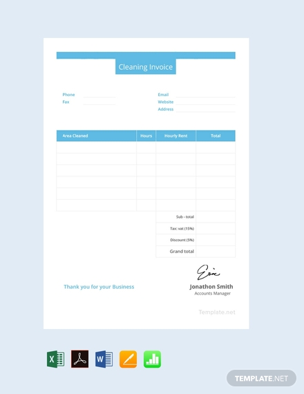 free cleaning invoice template 440x570