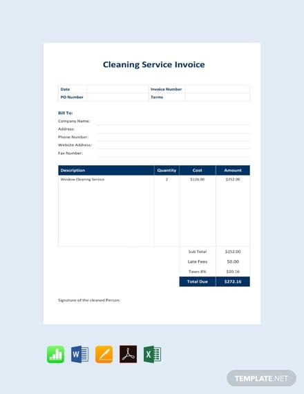 free cleaning service invoice template 440x570