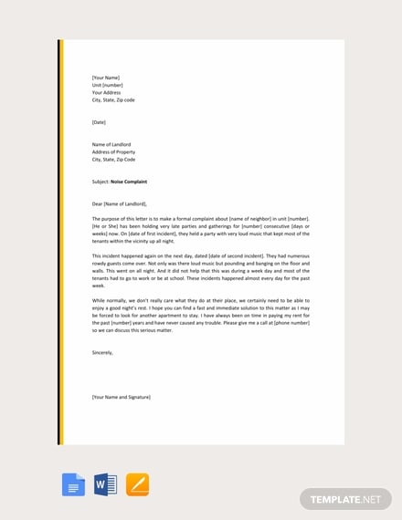 free complaint letter against tenant 440x570