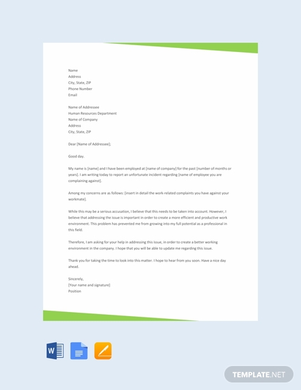 free complaint letter to hr template 440x570