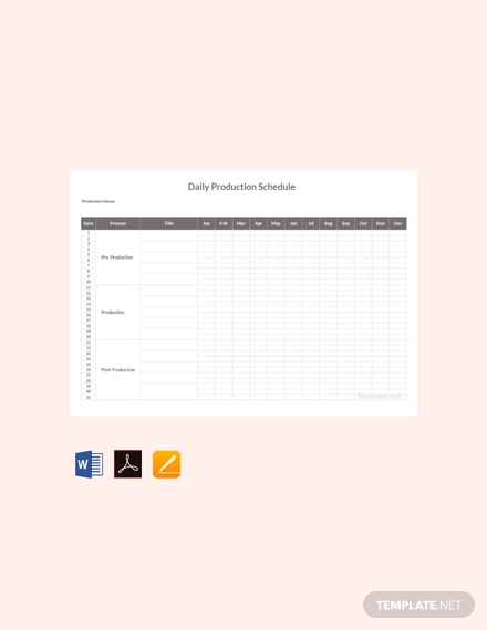 free daily production schedule template 440x570