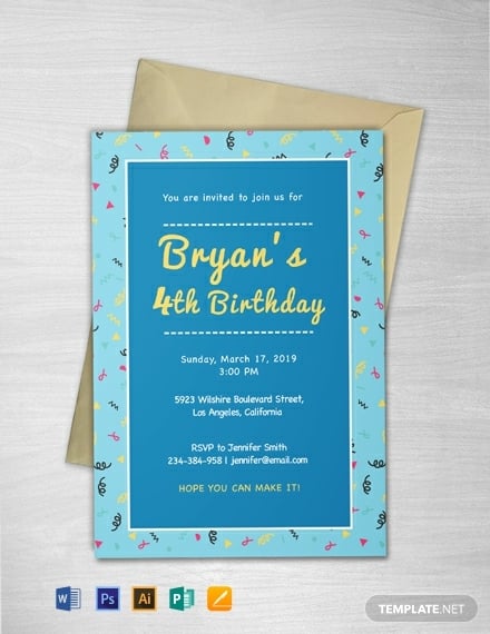 free kids birthday invitation template 440x570