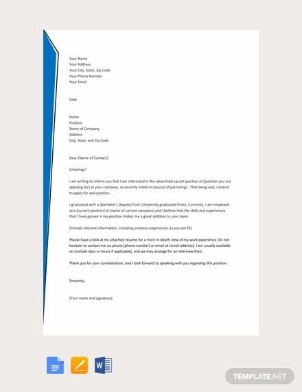 free letter of intent for job application template 440x570