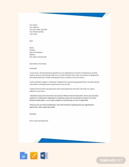 free letter of intent for job opening template 440x570