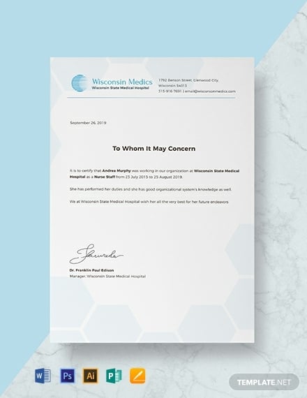 free nursing experience certificate template 440x570