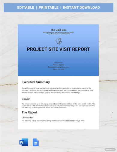 free project site visit report template