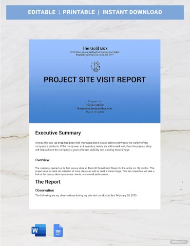 site visit report template ppt