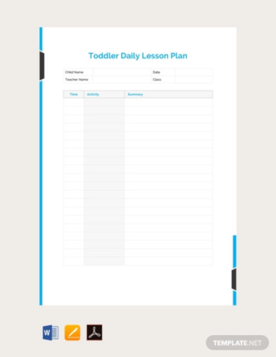 free toddler daily lesson plan template