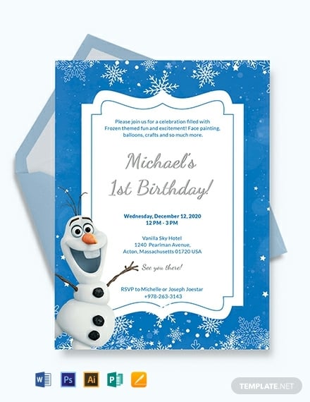 frozen birthday invitation template 440x570