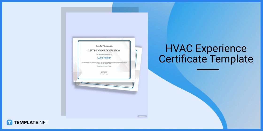 hvac experience certificate template
