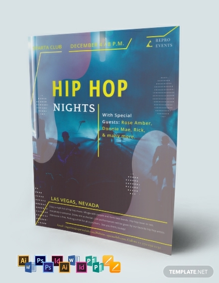 hip hop music flyer template 440x570