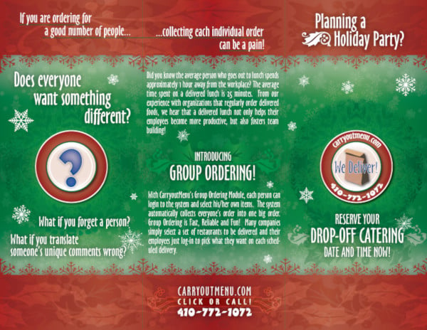 holiday corporate catering brochure