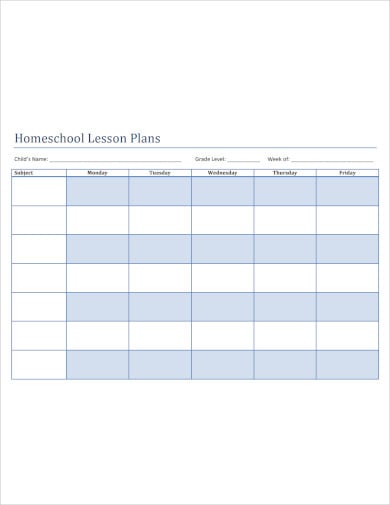 home school lesson plan