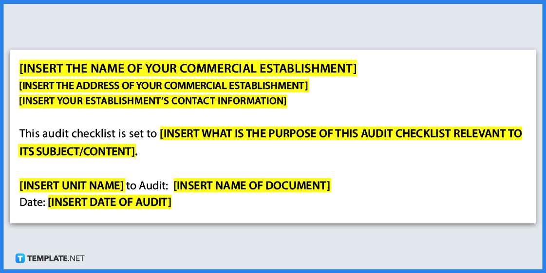 how to create an audit checklist step