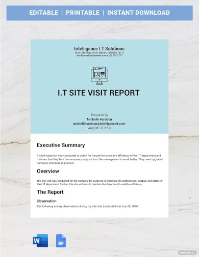it site visit report template
