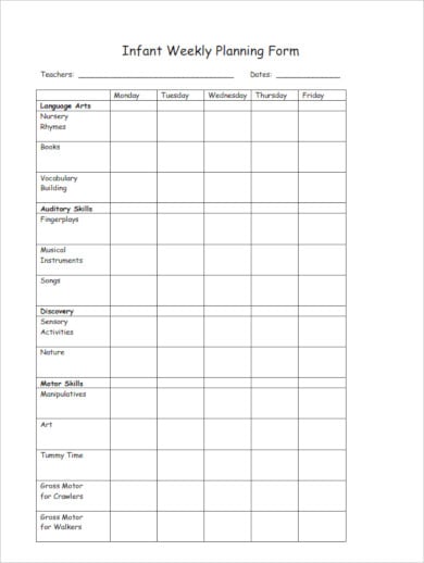 infant lesson plan example