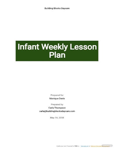infant weekly lesson plan template