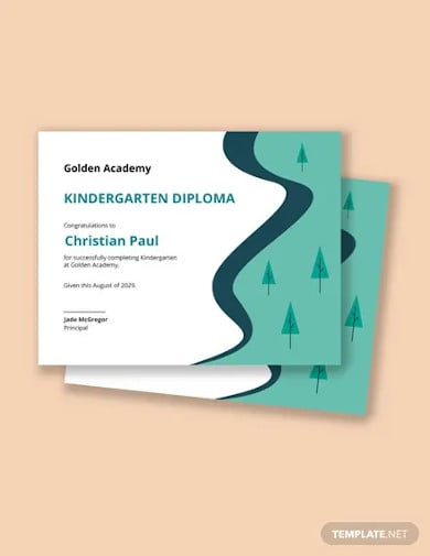 kindergarten graduation diploma certificate template