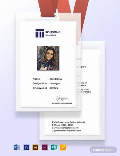 law firm identity card template