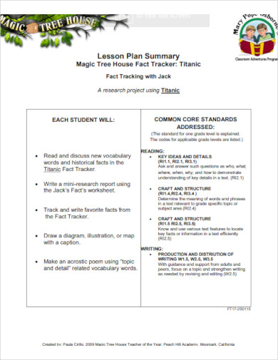 10 Best Lesson Plan Summary Templates PDF