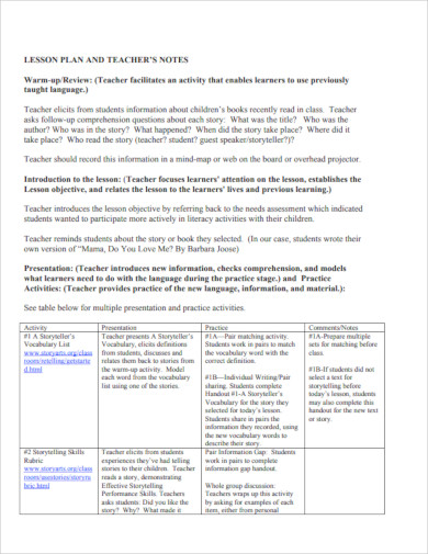 30 Lesson Note Templates PDF