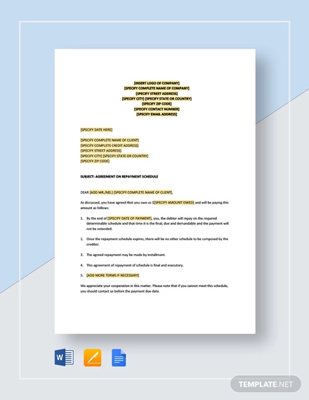 letter agreement on reduction schedule template