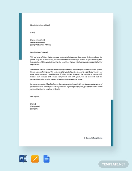 9+ Business Letter of Intent - PDF, Word, Apple Pages, Google Docs